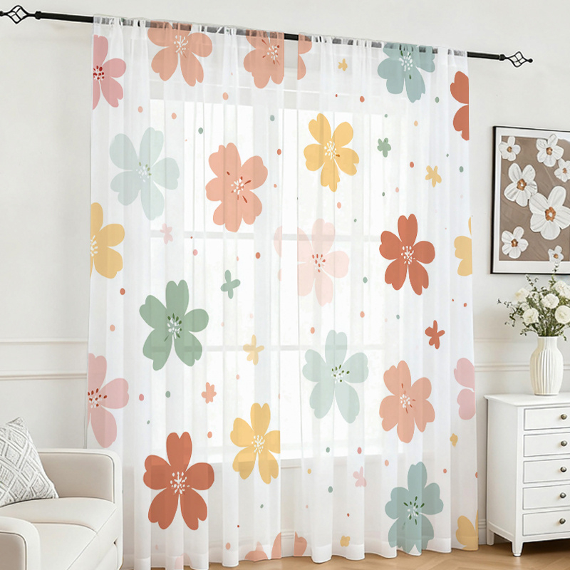 2PCS Digital Printing Sheer Cu - đánh giá và giá Flower Wall Panel