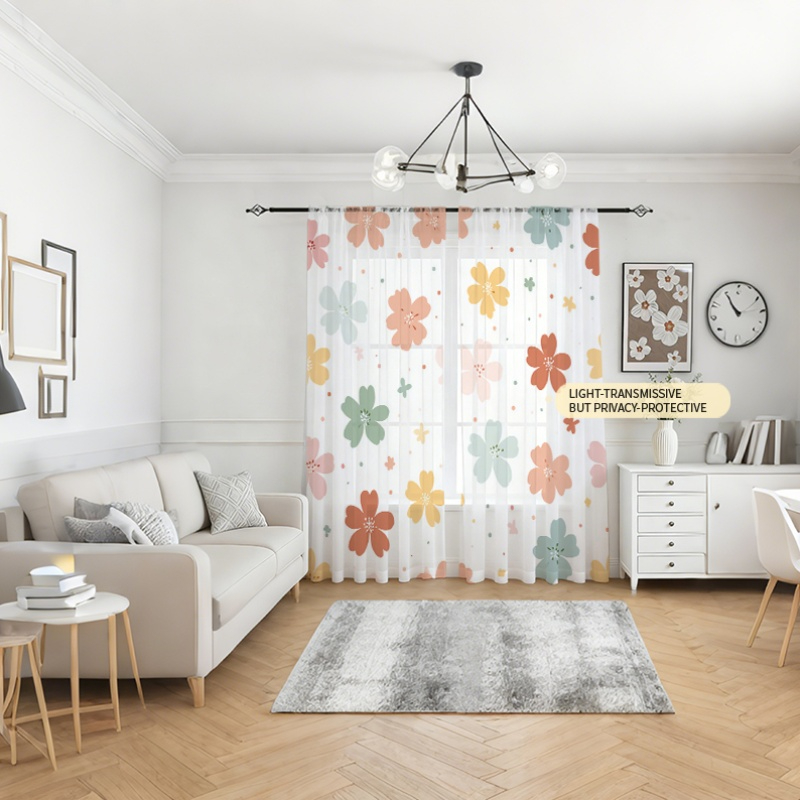 2PCS Digital Printing Sheer Cu - đánh giá và giá Flower Wall Panel