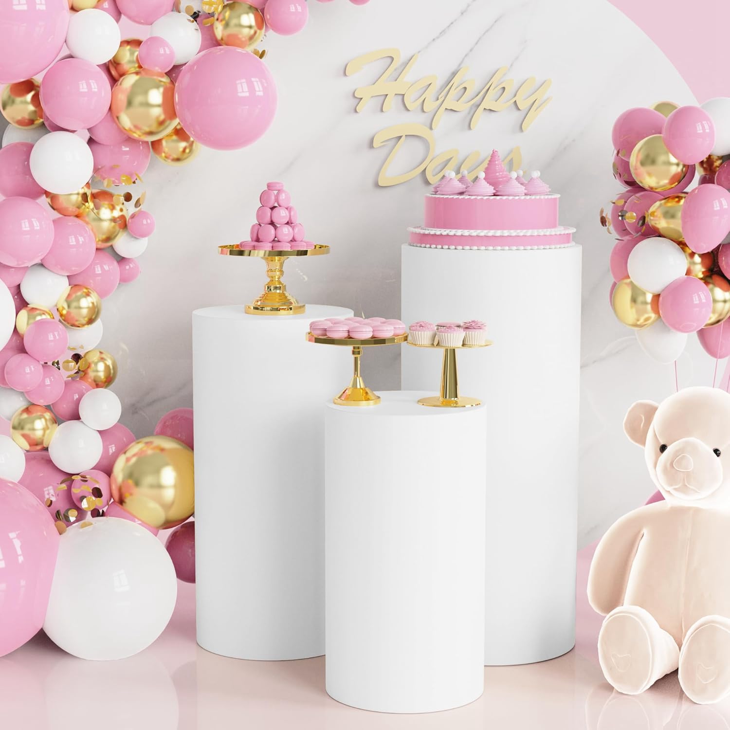 Yeele 1PCS/3PCS/5PCS White Cyl - đánh giá và giá Dessert Table Backdrop