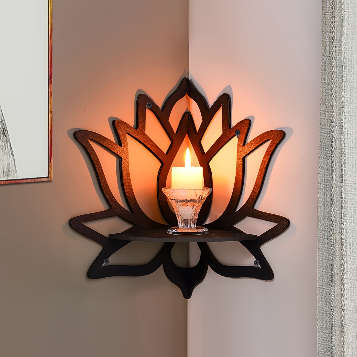 Lotus Corner Floating Shelf, H - đánh giá và giá Flower Wall Panel